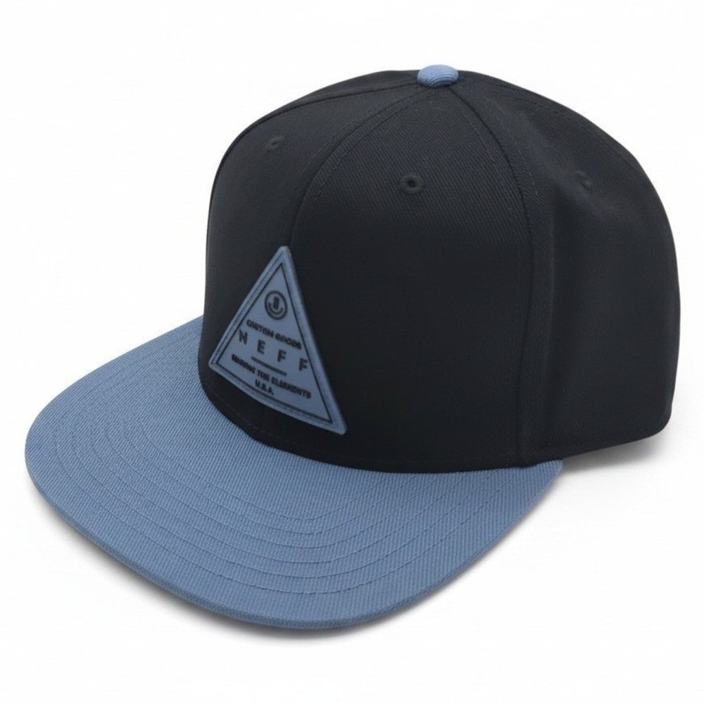 Neff Custom Goods Snapback Hat Black Blue Braving The Elements Flat Brim Cap NEW
